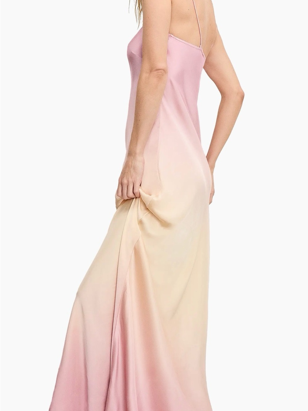 Good American Ombre Slip Dress — Pink to Cream